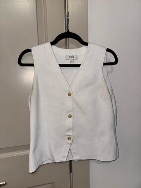 COS Bolero White Textured Button-Front Vest